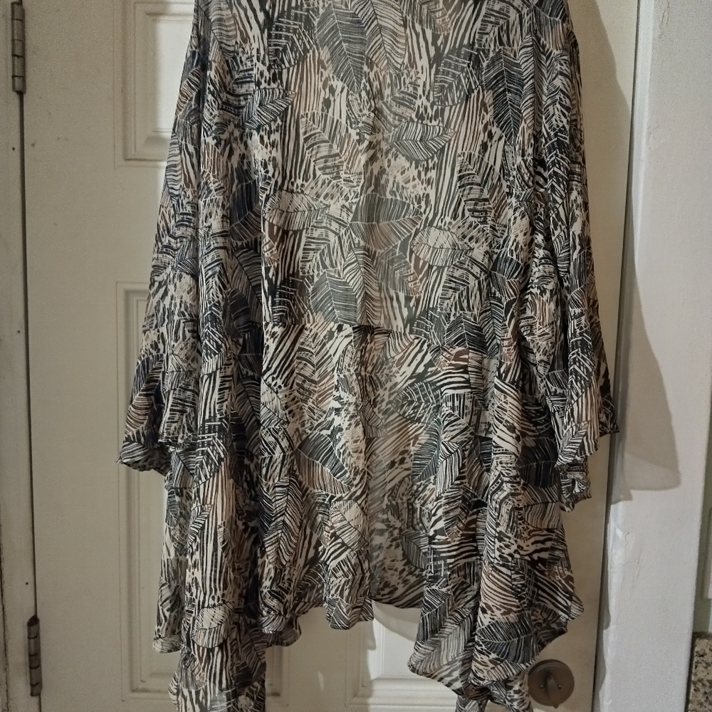 Women's Patterned Open-Front Cardigan - Picture 4 of 5